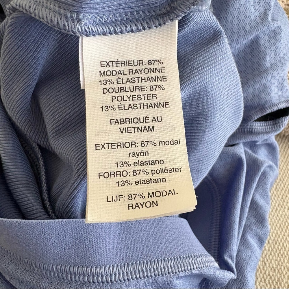 Vuori Pose Rib Knit Scoop Jumpsuit Built In Bra Periwinkle Blue Medium - Picture 7 of 8